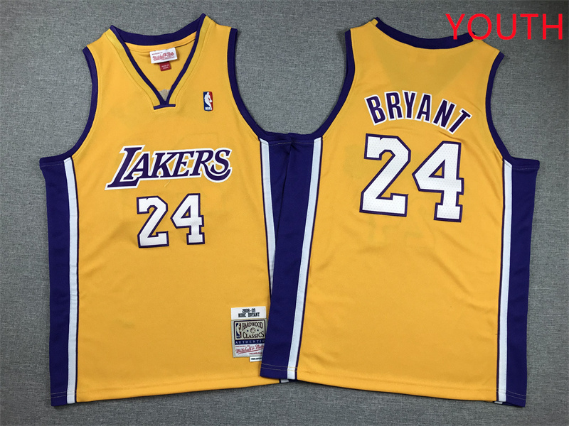 Youth Los Angeles Lakers #24 Bryant Yellow 2025 NBA Jersey style 1->youth nba jersey->Youth Jersey